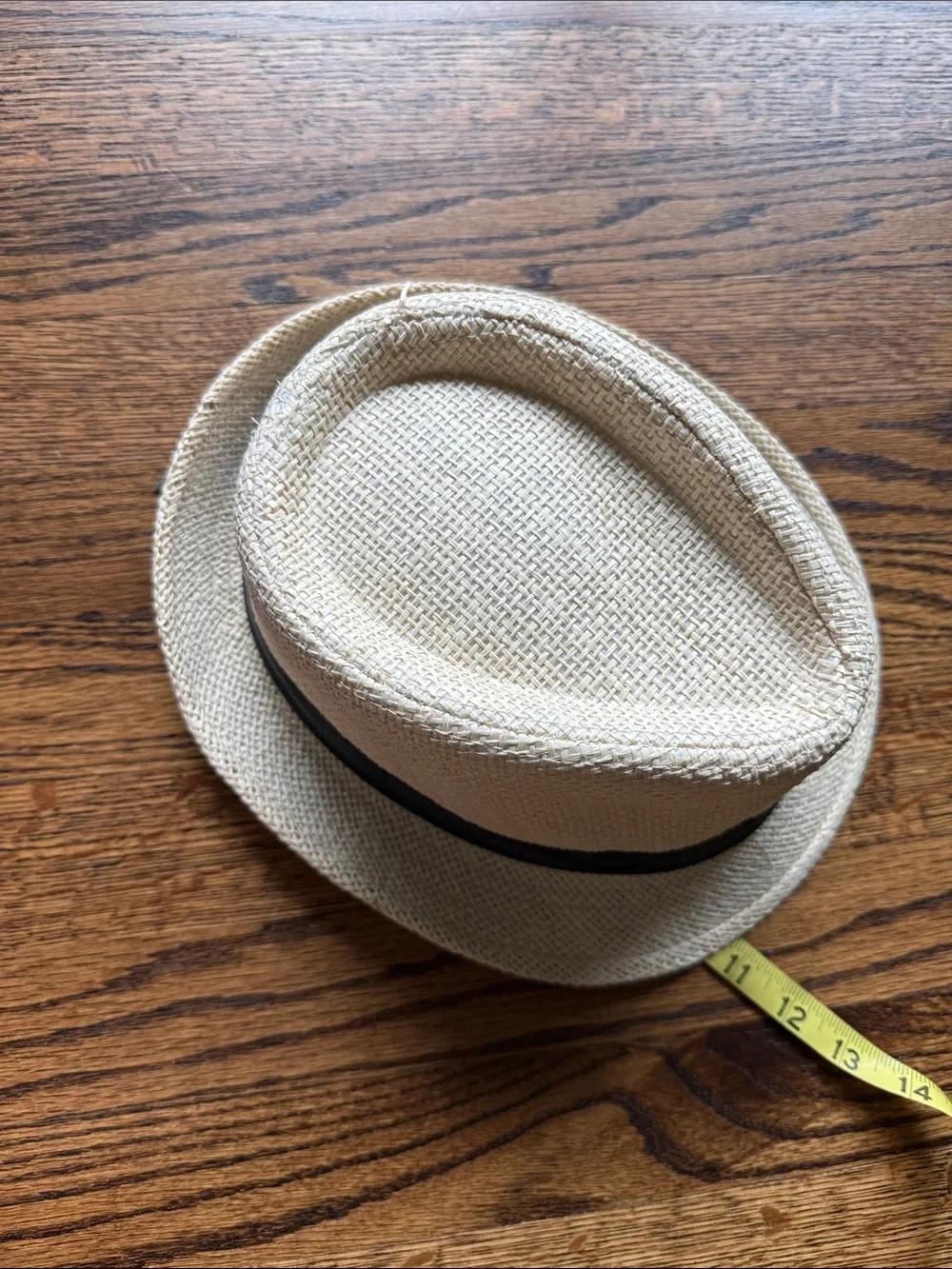 E Kids Straw Fedora Hat with Black Band - Natural Paper
